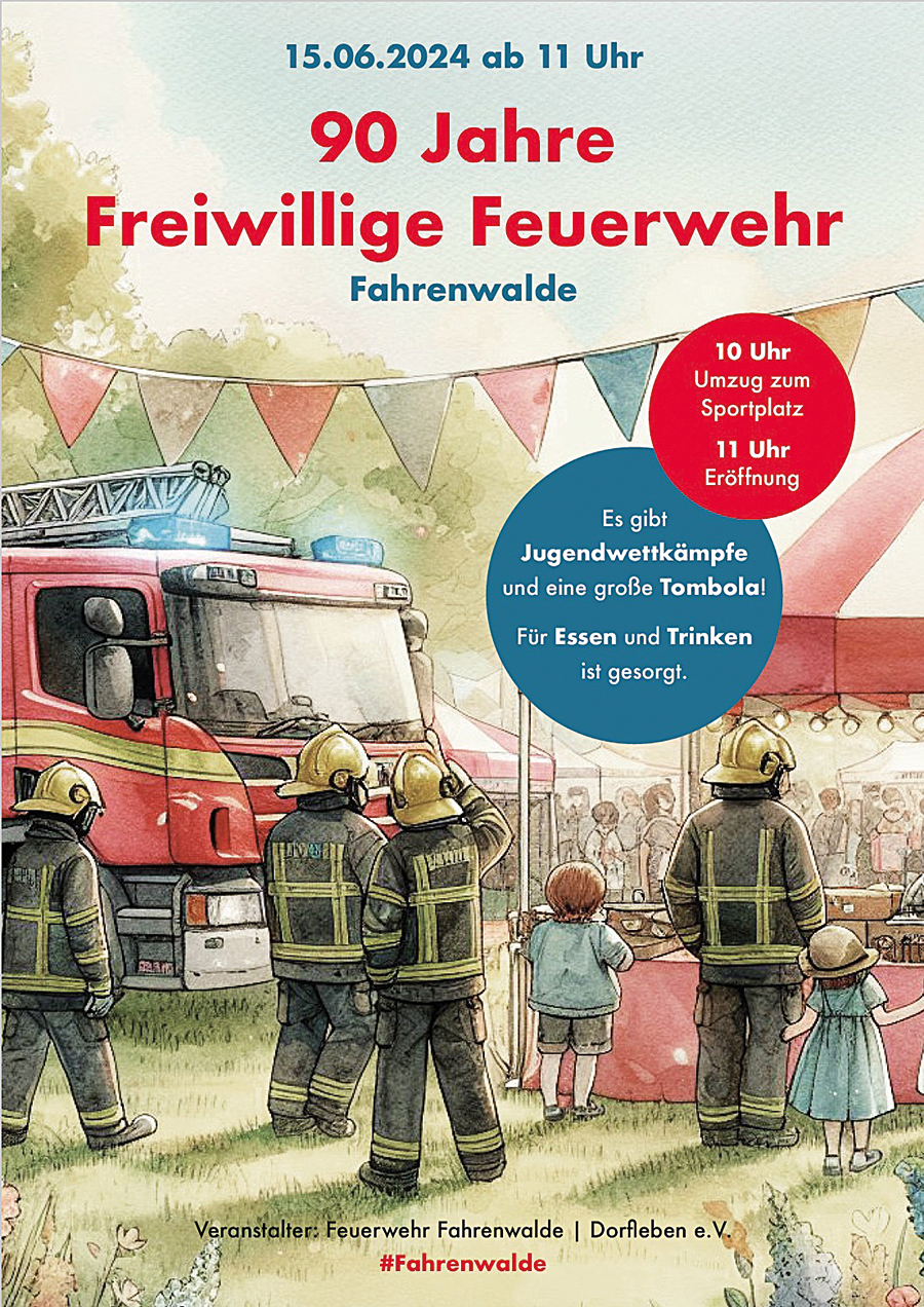 Bild für 90-jähriges Bestehen Freiwillige Feuerwehr Fahrenwalde