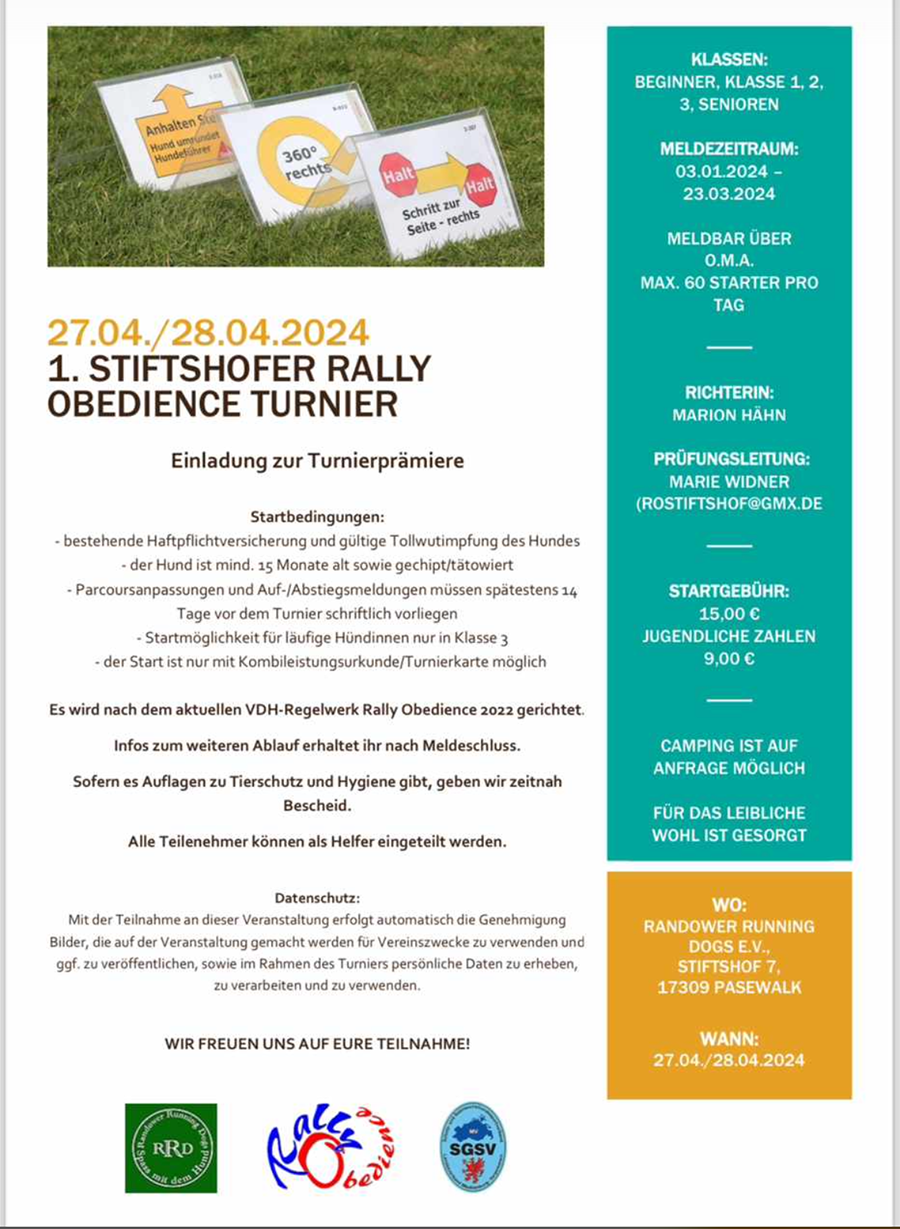 Bild für 1. Stiftshofer Rally – Obedience Turnier